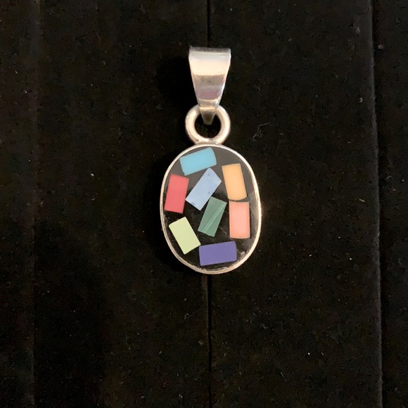 Silver and multi-colored pendant - Picture 1 of 3